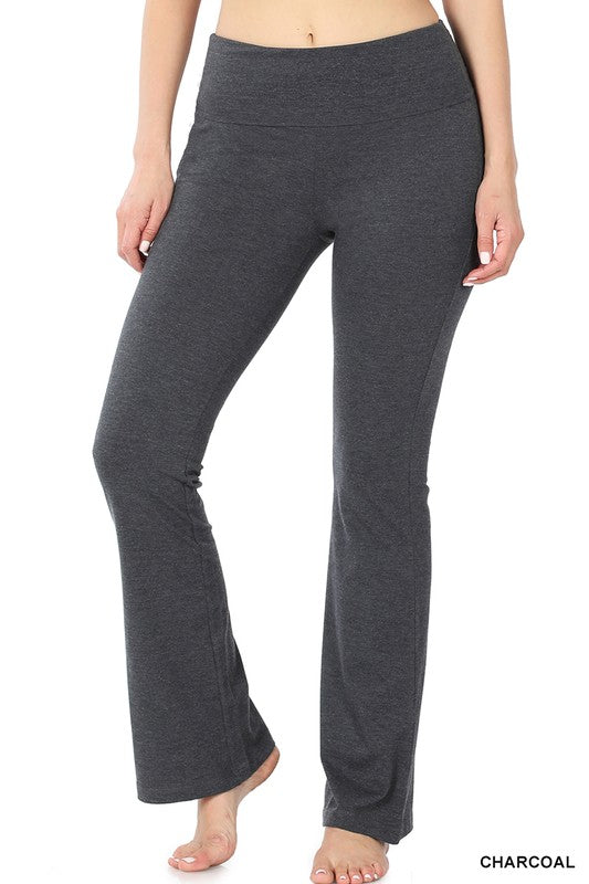 Premium Cotton Fold Over Yoga Flare Pants