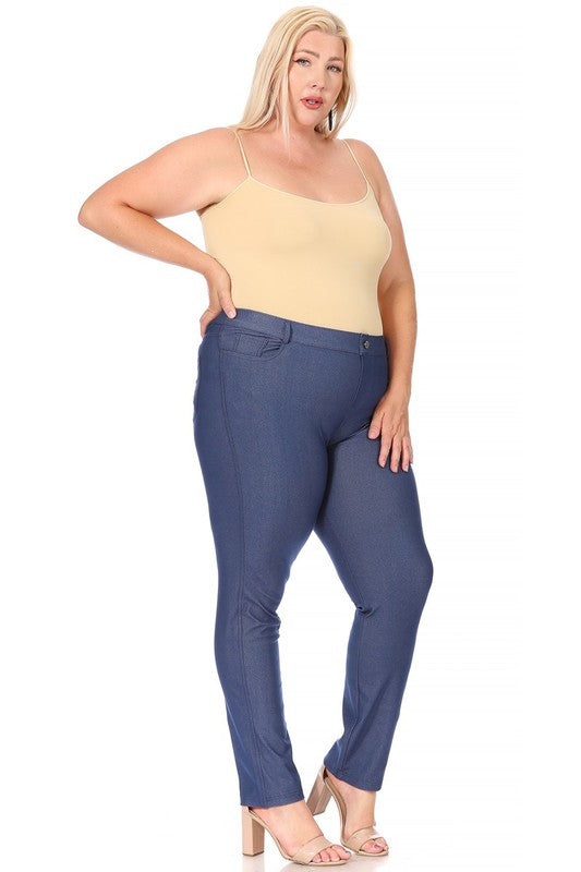 Plus size, stretchy, pull up, full length jeggings