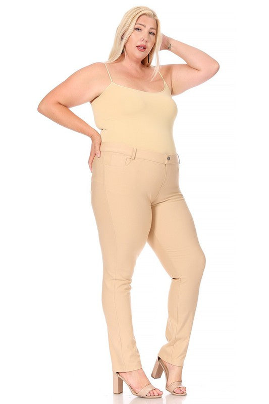 Plus size, stretchy, pull up, full length jeggings