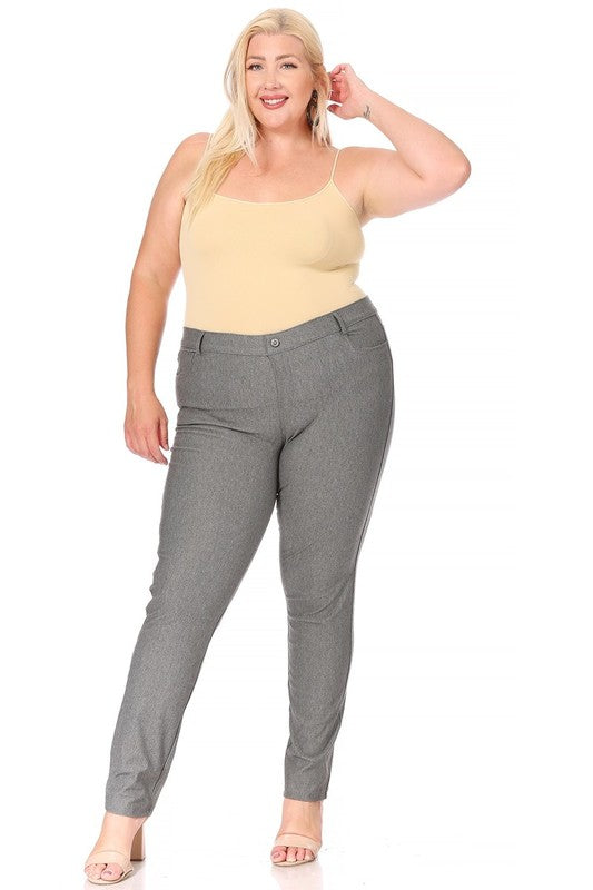 Plus size, stretchy, pull up, full length jeggings