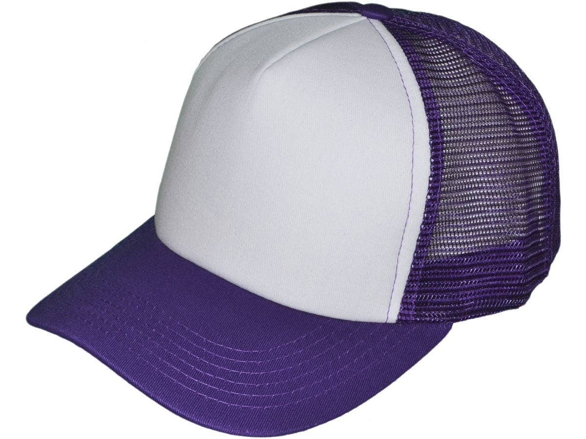 Blank 5 Panel Cotton Foam Trucker Hats - BK Caps Mid Profile