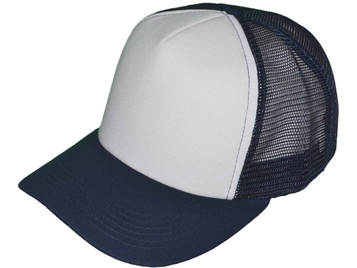 Blank 5 Panel Cotton Foam Trucker Hats - BK Caps Mid Profile
