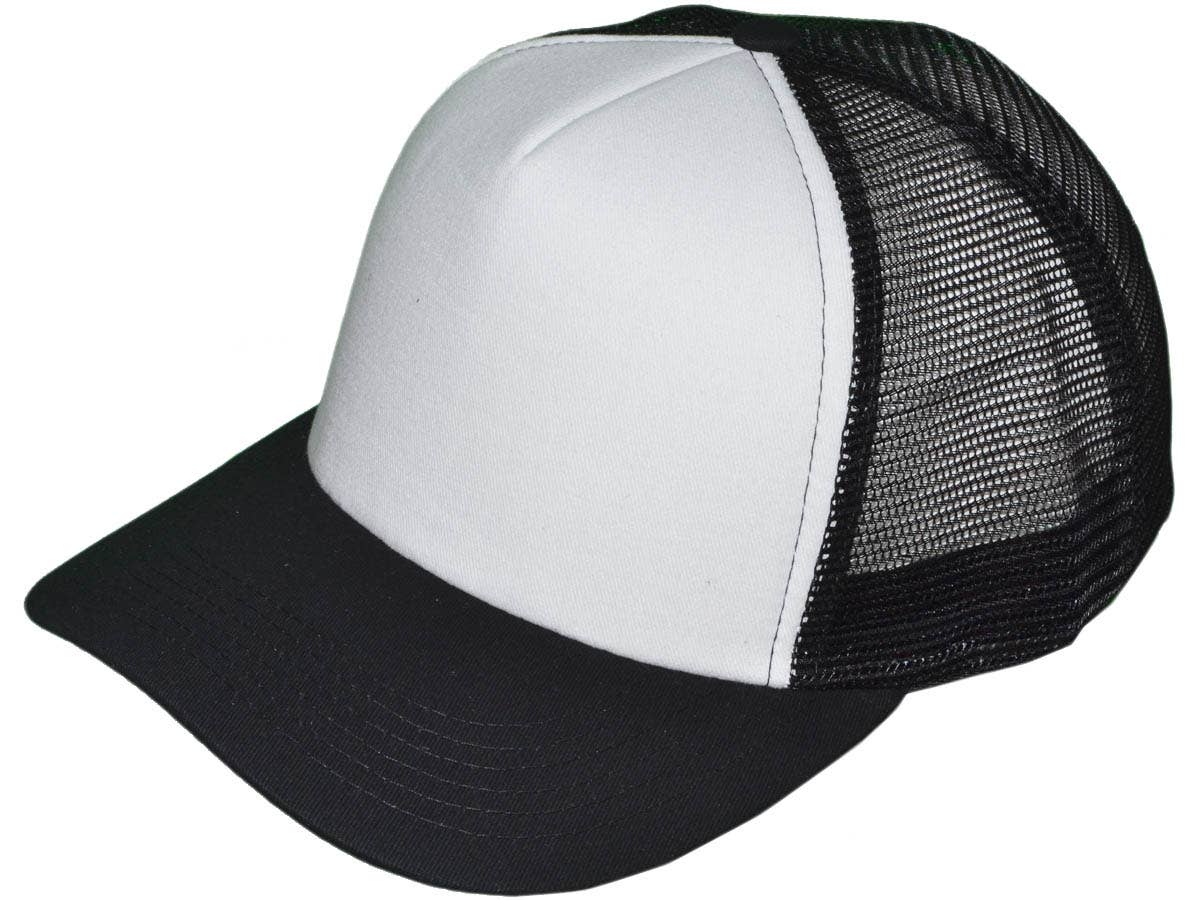 Blank 5 Panel Cotton Foam Trucker Hats - BK Caps Mid Profile