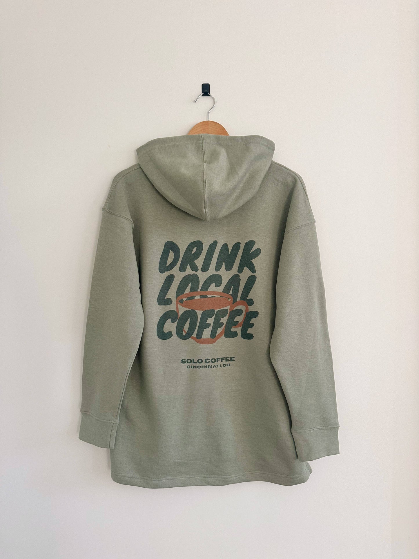 Drink Local Coffee Hoodie - Green Earth (Full Length)