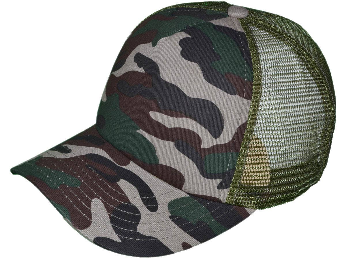 Blank 5 Panel Cotton Foam Trucker Hats - BK Caps Mid Profile