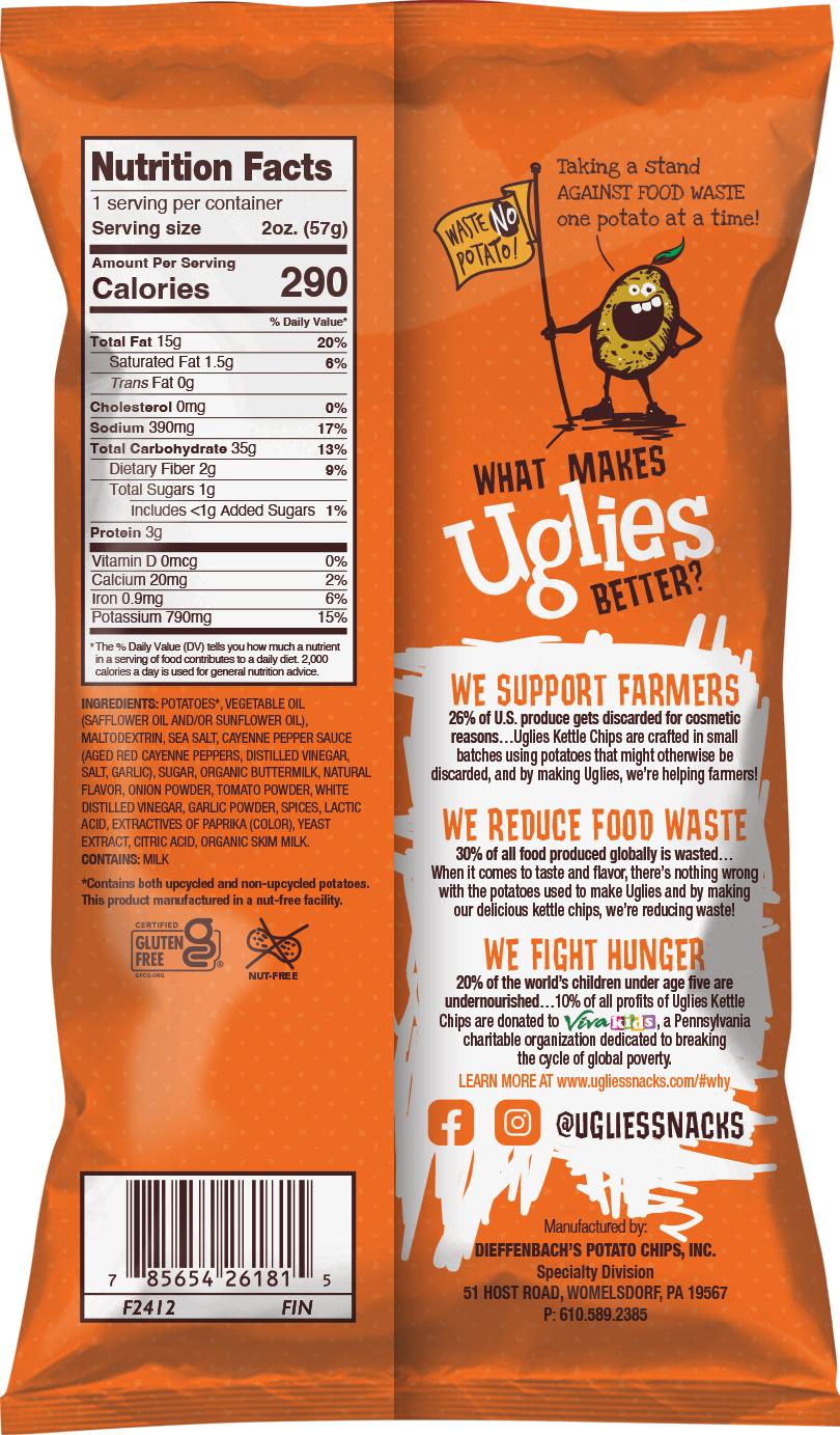 Uglies 2 oz Buffalo Ranch Kettle Cooked Potato Chips