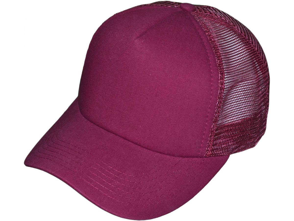 Blank 5 Panel Cotton Foam Trucker Hats - BK Caps Mid Profile