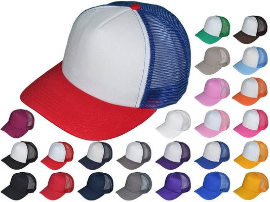 Blank 5 Panel Cotton Foam Trucker Hats - BK Caps Mid Profile
