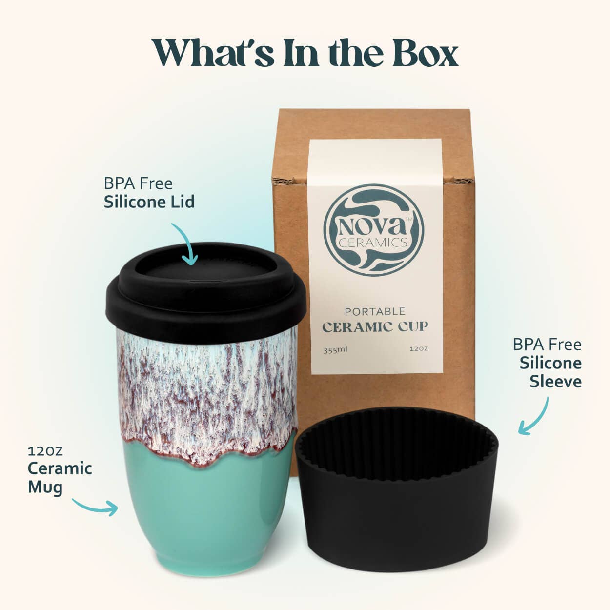 Nebula Ceramic Travel Mug – 12oz with Lid & Sleeve