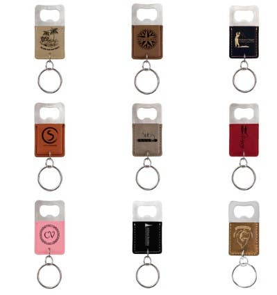 Bottle Opener Keychains Leatherette Engraved Custom