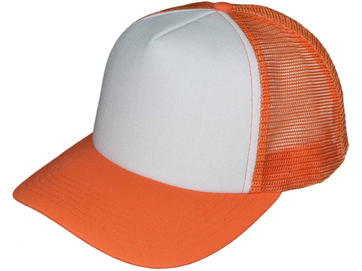 Blank 5 Panel Cotton Foam Trucker Hats - BK Caps Mid Profile