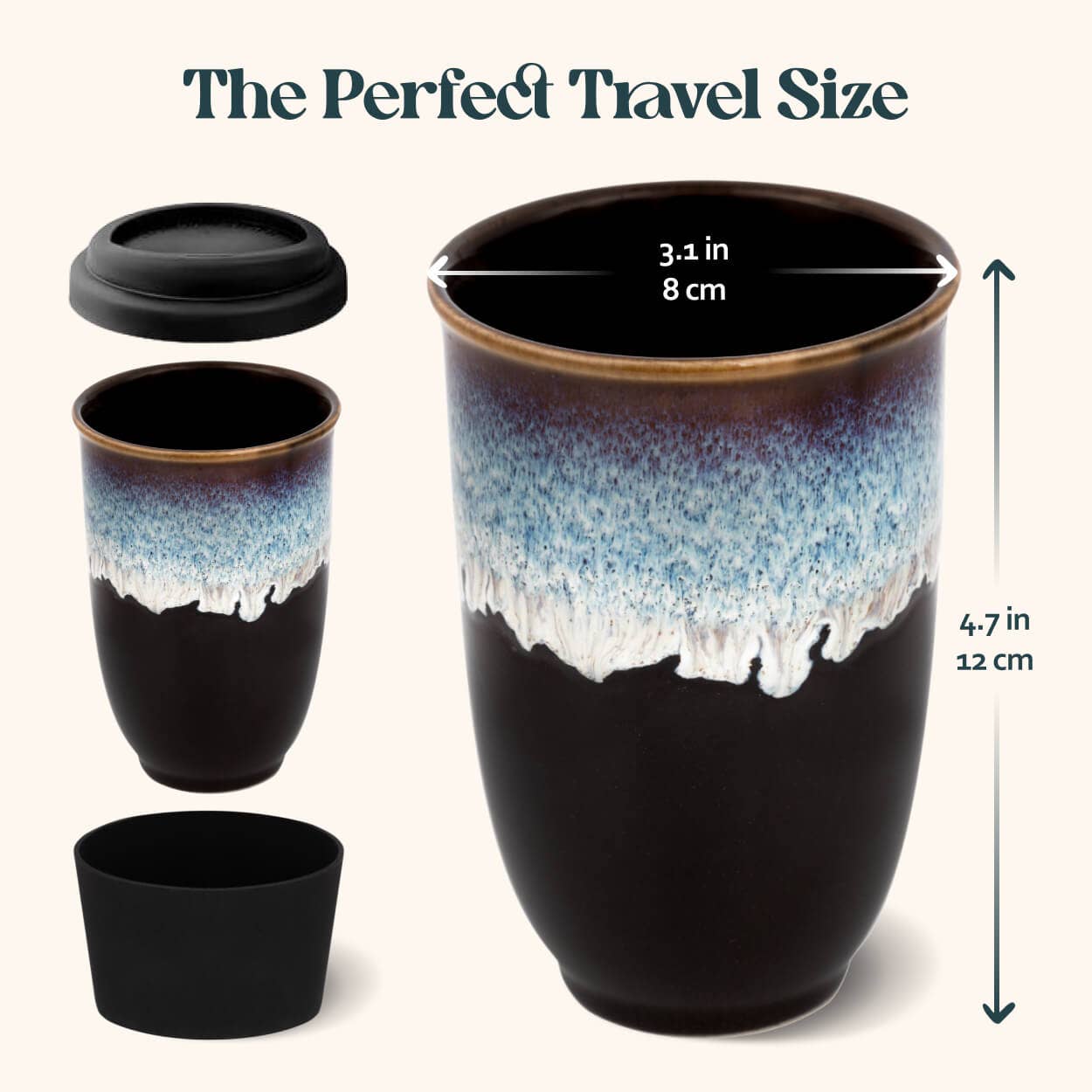 Monsoon Ceramic Mug – 12oz Reusable Cup with Lid