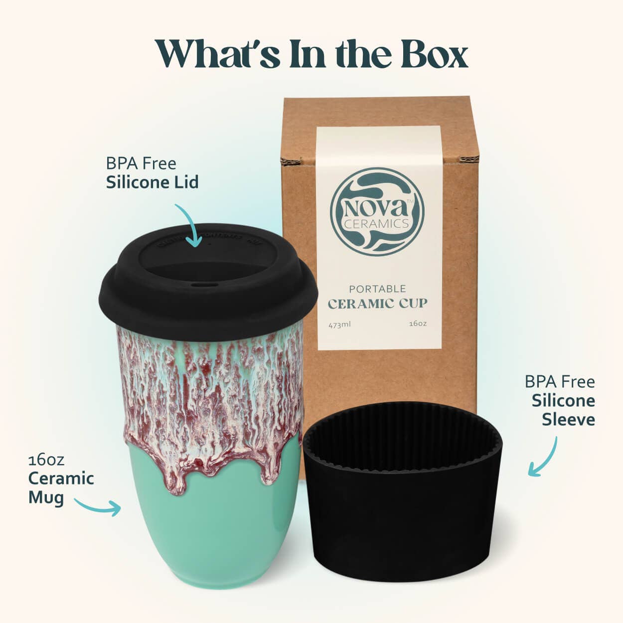 Nebula Ceramic Travel Mug – 16oz with Lid & Sleeve