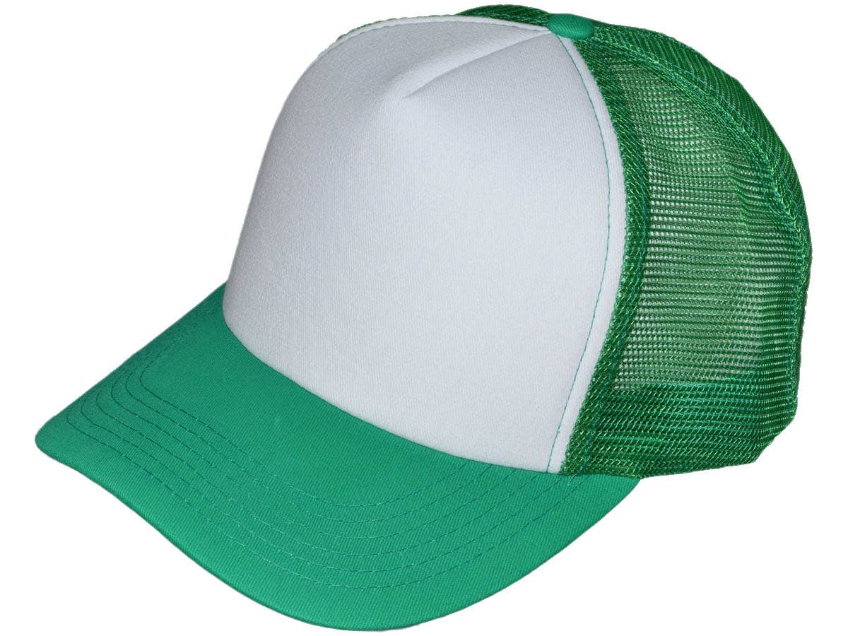 Blank 5 Panel Cotton Foam Trucker Hats - BK Caps Mid Profile
