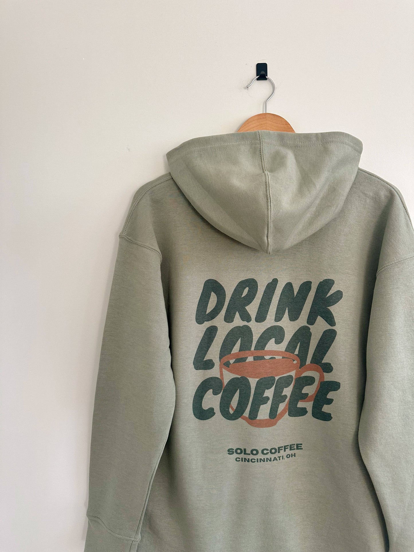 Drink Local Coffee Hoodie - Green Earth (Full Length)