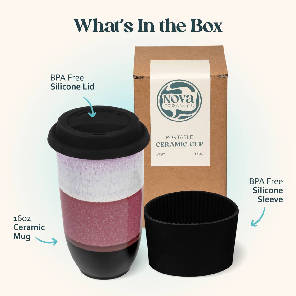 Eclipse 16oz Ceramic Travel Mug – Reusable with Lid