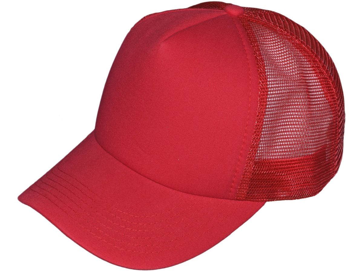 Blank 5 Panel Cotton Foam Trucker Hats - BK Caps Mid Profile