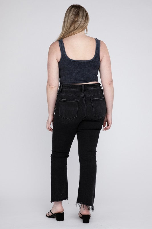 Plus Size High Rise Crop Flare Jeans